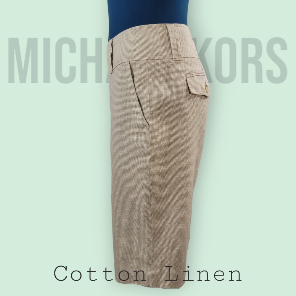 Michael Kors Cotton Linen Houndstooth Tailored Shorts Fully Lined Womens Size 8 - Picture 5 of 10